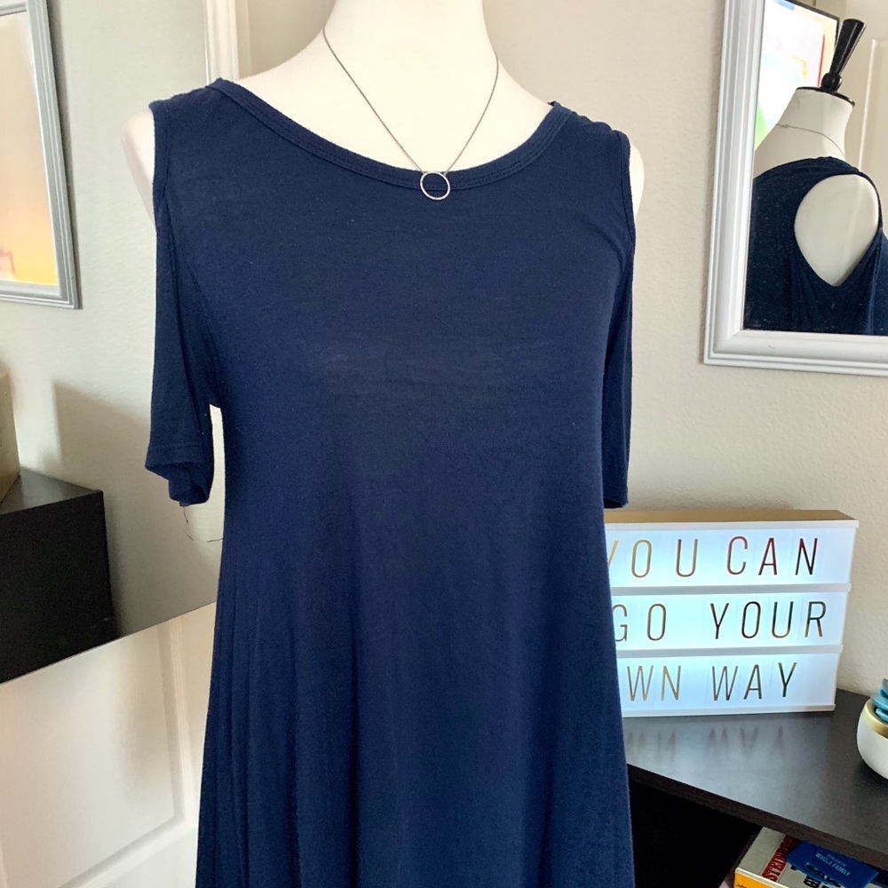 Blue Cold Shoulder Tunic